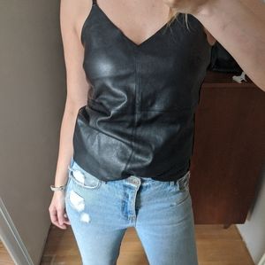 Rocker Pleather Tank Top Sleeveless vegan leather